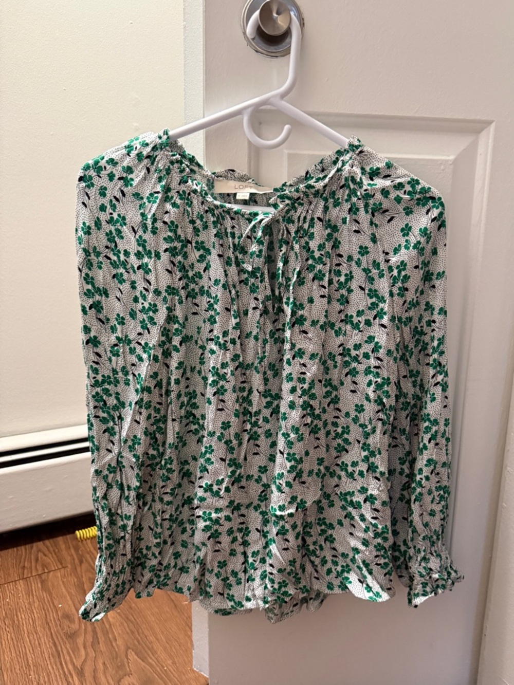 LOFT green shamrock / floral blouse